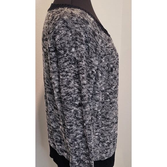 Eileen Fisher Black Heathered Linen Twist Scoop Neck Sweater M - Picture 5 of 9